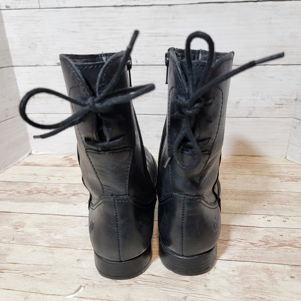 Born Mid Calf back lace black leather boots - Picture 5 of 13
